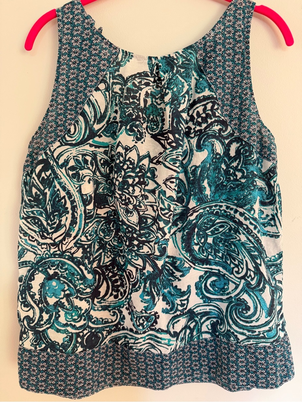 Tommy Hilfiger Teal Paisley Print Top M Medium - Picture 2 of 6